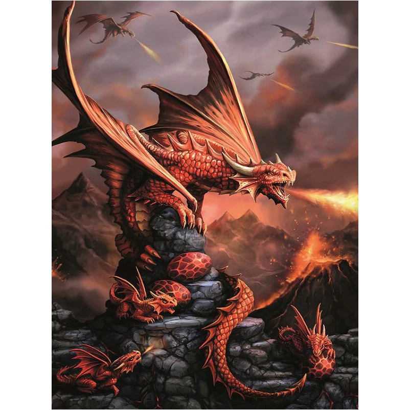 

Diamond painting cross stitch Fire Dragon Beadwork Pattern full square Rhinestones mosaic Diy diamond Embroidery Picture Beads