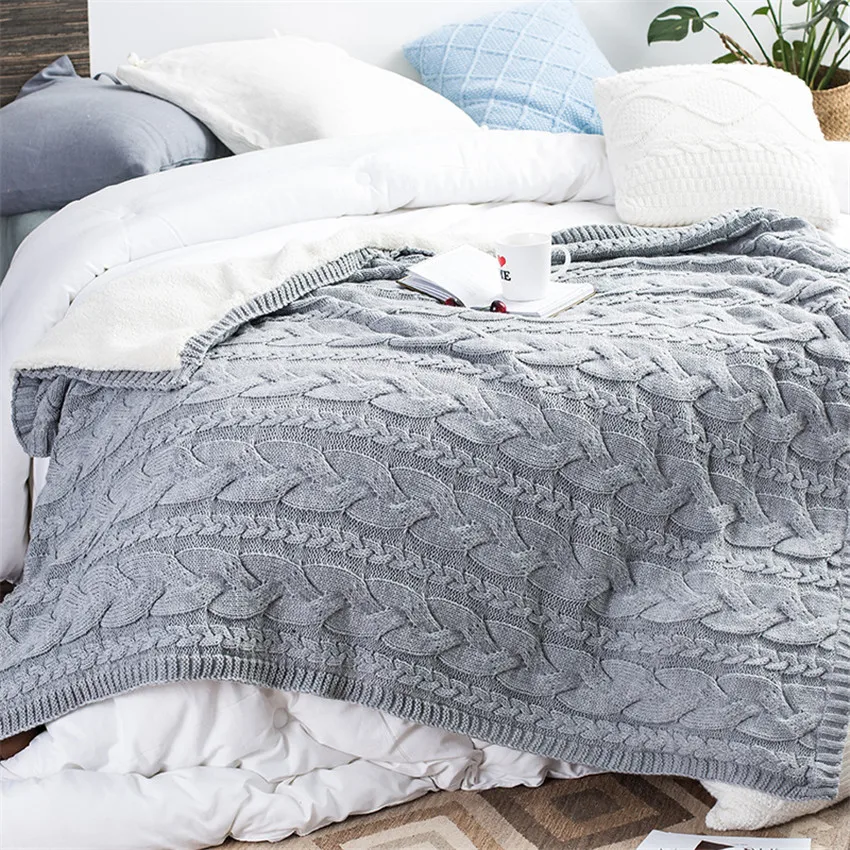 

Knitted acrylic throw blanket plaid wearable Big towel Warm quilt new Year weighted blanket for Bed Sheet Sleep Travel Cover