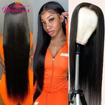 Princess 13x4/13x6 HD Transparent Lace Front Human Hair Wigs PrePlucked 4x4 Closure Wig Brazilian Straight Lace Frontal Wig 1