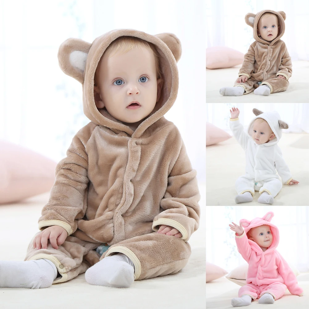 

2019 Spring Autumn Baby Hooded Romper Children's Clothing Bear Style Climbing Clothes Baby Rompers