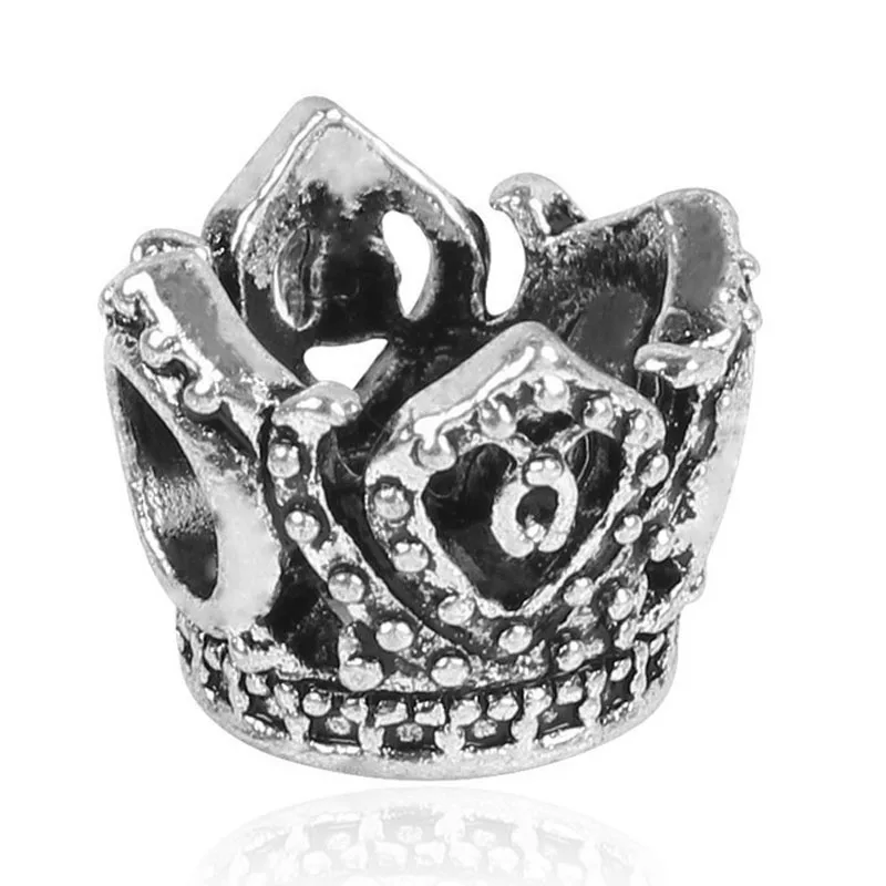 crown Серебряные бусины, гранулы, сердце, тыква, фонарь, лягушка, амулеты, сделай сам, бусины для женщин, 925, Pandora, очаровательный браслет, сменные ювелирные изделия - Цвет: crown