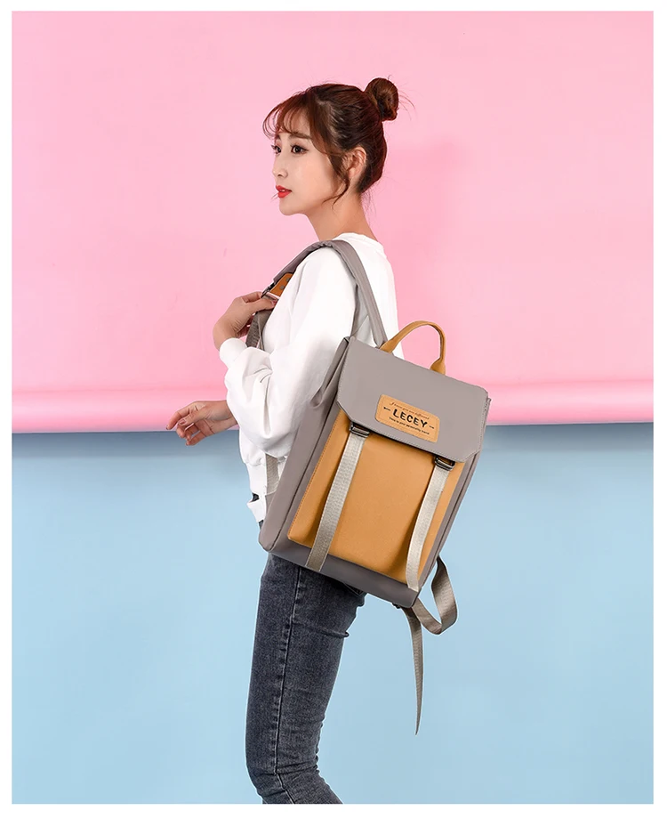 Moda fosco cor contraste mochila feminina leve