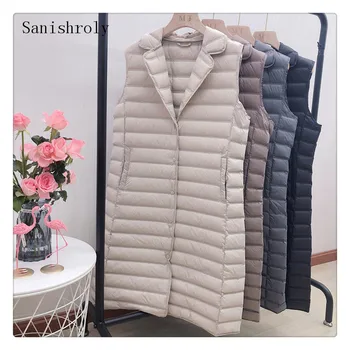 Sanishroly Automne Hiver Femmes Gilet Long Manteau Chaud Epais Bas Gilet Femme Sans Manches Veste Blanc Canard Vers Le Bas Gilet Parka S1 Leather Bag