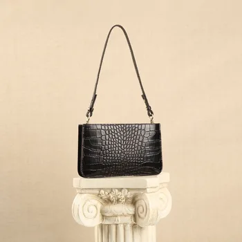 

2020 Underarm Crocodile Pattern French Shoulder Bag Female New Style for Autumn and Winter Multi-Layer Long Messenger Bag