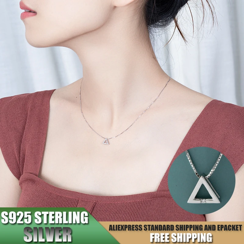 

Triangular S925 Sterling Silver Pendant Necklace for Women Necklace with Zircon Fashion Jewelry Accessories Wholesale A214