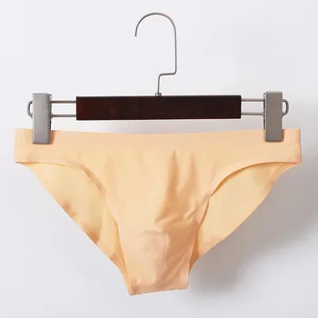 

Hot Sale Ice Silk Sexy Underwear Men Briefs Breathable Men's Pure Color One Piece Silk Seamless Panties P3