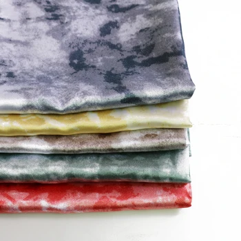 

100cm*148cm Retro Tie Dyed Material Fabric Soft Painting Charmeuse Satin