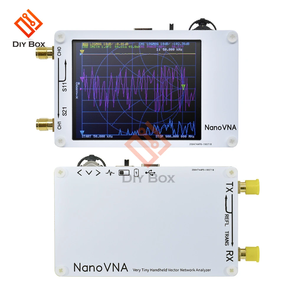 Белый 2," 50 кГц-900 МГц сенсорный экран 50 кГц-900 МГц нановна векторный сетевой анализатор коротковолновый HF VHF UHF антенный анализатор комплект