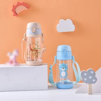 

Children's Drinking Cup Baby Drinking Cup Straw Cup Student Strap Drinking Cup 500ML Hot