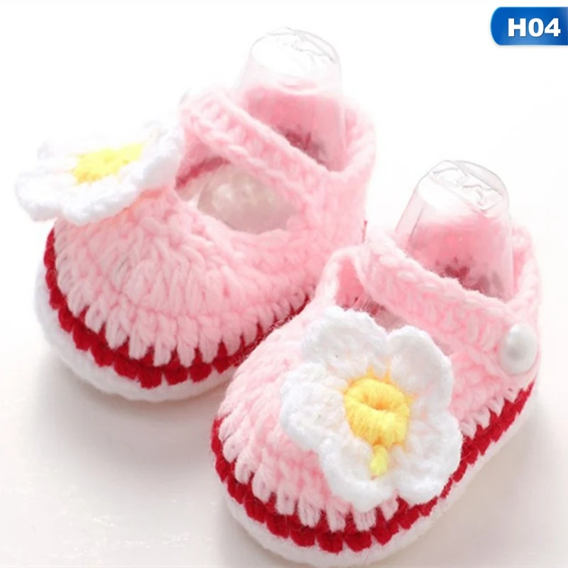 H04 Новинка; Модная комфортная Детская кровать для новорожденных; Повседневные вязаные носки ручной работы для маленьких девочек и мальчиков; Милая тканая обувь для малышей - Цвет: H04