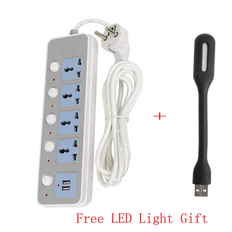 

New Smart Power Strip 10 A Fast Charging 2 USB Extension Socket Plug 4 Standard Socket Adapter UK EU