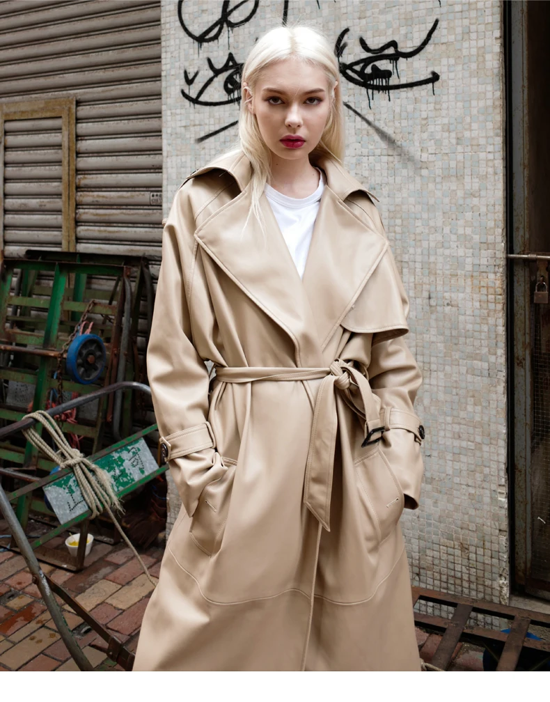 Осенняя модная Новая женская куртка-ветровка из искусственной кожи, длинное пальто из лакированной кожи, тонкая кожаная верхняя одежда на шнуровке, L1194