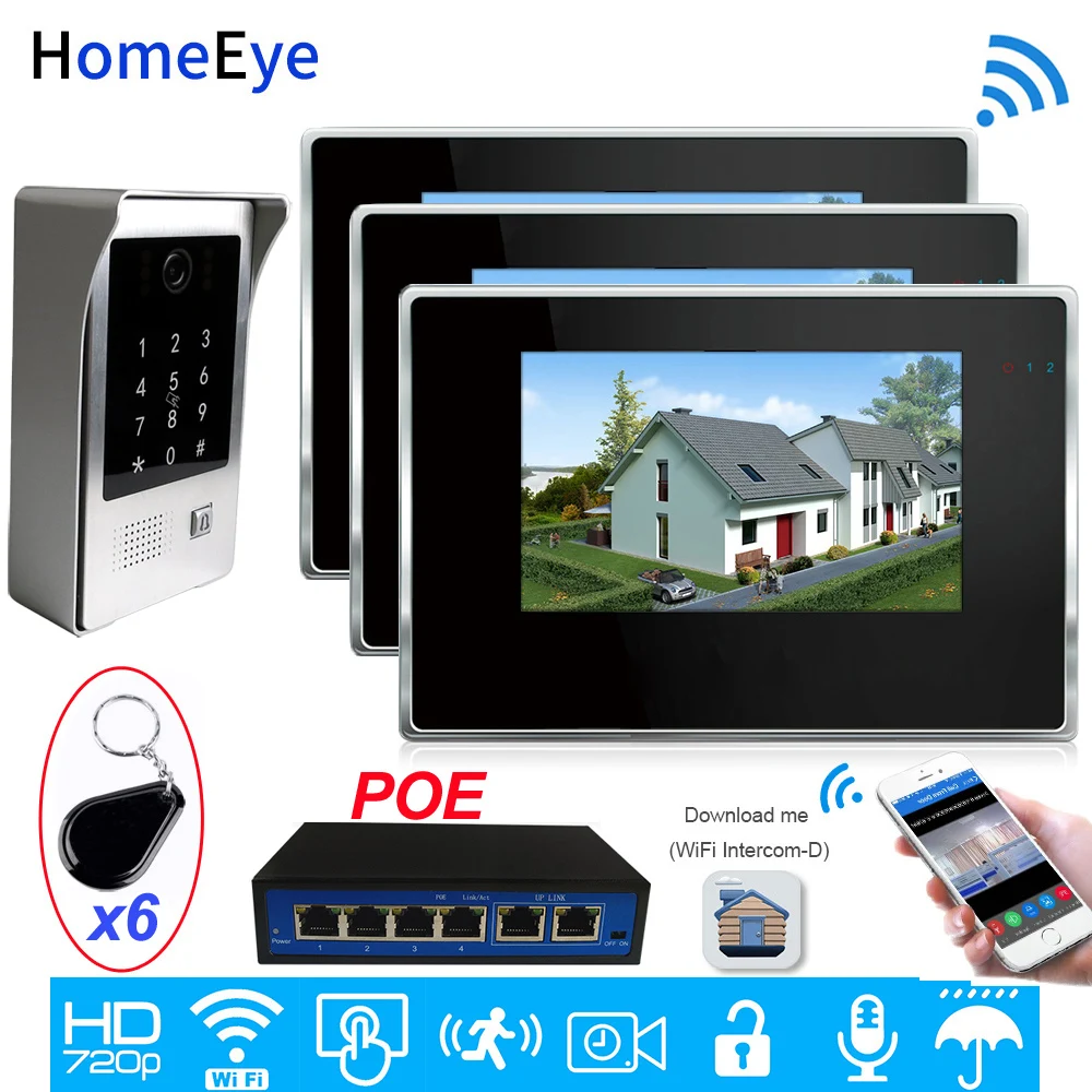 IP Video Intercom POE System Wifi Video Door Phone Motion Detection Mobile App/Password/IC Card Unlock Security Access Control