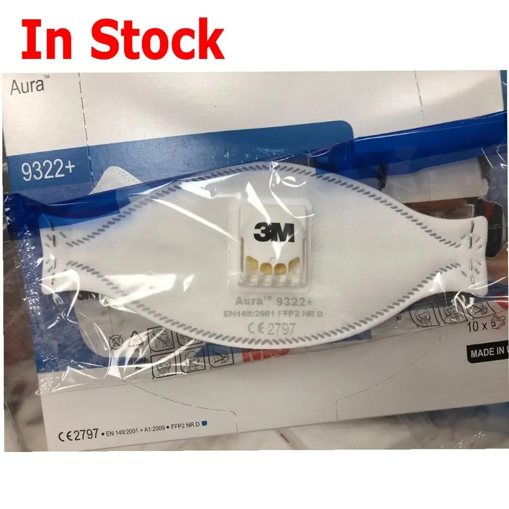 

In Stock 3M FFP3 Aura 9322CV Dust Mask 99% Filter Respirator Safety Mask Anti-PM2.5 Oily Non-oily Particulates Face Mask