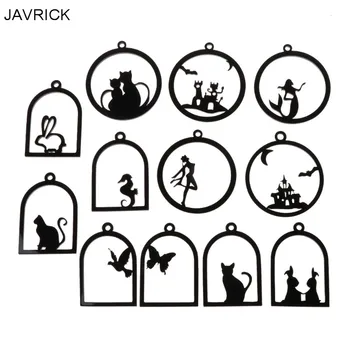 

12Pcs Acrylic DIY Animal Frame Pendant Bezel Setting Cabochon UV Resin Charms