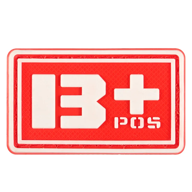 18 Пластырь типа крови A+ B+ AB+ O+ Положительный A B AB O+ POS A-B-AB-O-NEG-отрицательный ПВХ значок боевой дух тактический военный крюк патч - Цвет: 18