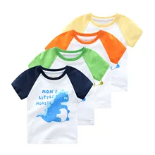 [Рукав реглан] импортные товары в европейском и американском стиле; детская футболка с короткими рукавами для мальчиков с рисунком динозавра