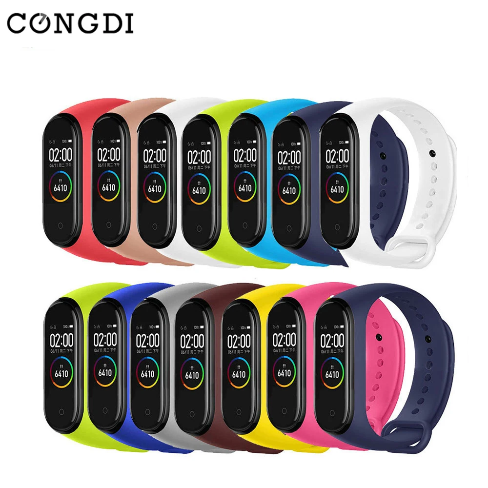 Ремешок силиконовый для Xiaomi Mi Band 3 4 спортивный браслет часов аксессуары xiaomi mi band