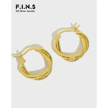 

F.I.N.S 925 Silver Twisted Rope Round Sterling Silver Small Hoop Earrings For Women Vintage Korean Fashion Woman Earrings 2019