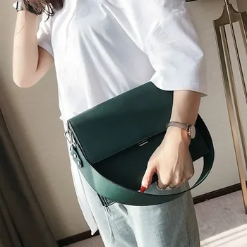 

[BXX] 2020 Women Fashion Simple Autumn PU Leather Bag Brand Designer Wide Strap Shoulder Messenger Bag Large Capacity Bags HI702