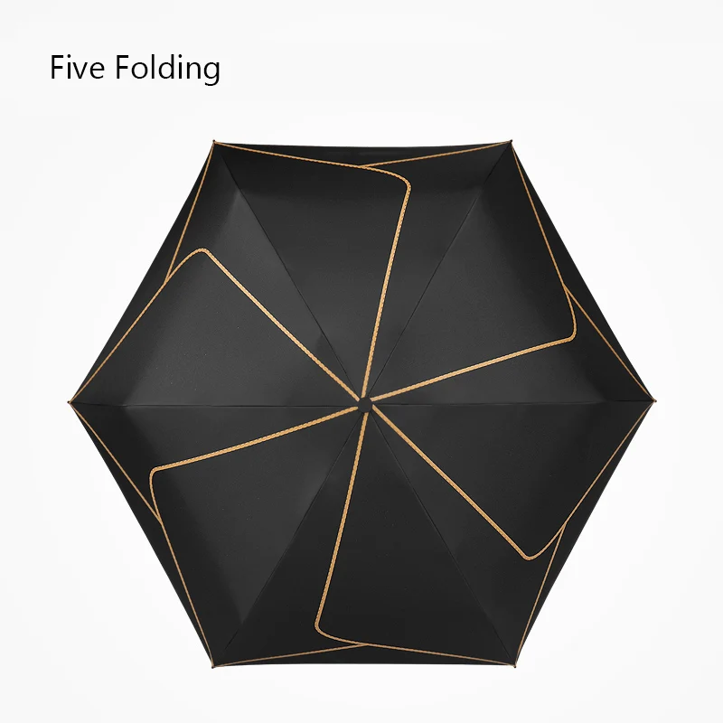 Five Folding-Black Модный Мини Компактный Зонтик для путешествий Paras маленький складной женский УФ Защита от солнца зонты, дождь для женщин и мужчин белый солнцезащитный крем - Цвет: Five Folding-Black