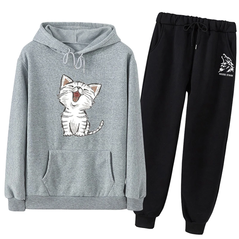 Tanie A574 damski strój sportowy duży Plus rozmiar dres T Shirt + spodnie dwuczęściowy zestaw i spodnie ubrania zestaw bluz z kapturem