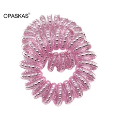 Spiral No - Crease Hair Ties - Strong Grip Ponytail Holders (4 - pink)