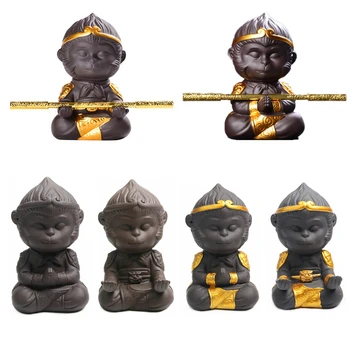 

Ceramic Monkey King Sun Wukong Figure Aquarium Decoration Chinese Warrior Legend Model for Fish Tank Garden Landscaping Ornament