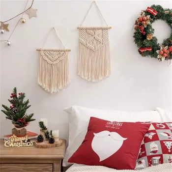 

Cotton Wall Hanging Tapestry Boho Handmade Lace Tassel Fabrics Bohemian Backdrop Wedding Decoration Macrame Wall Art Gifts