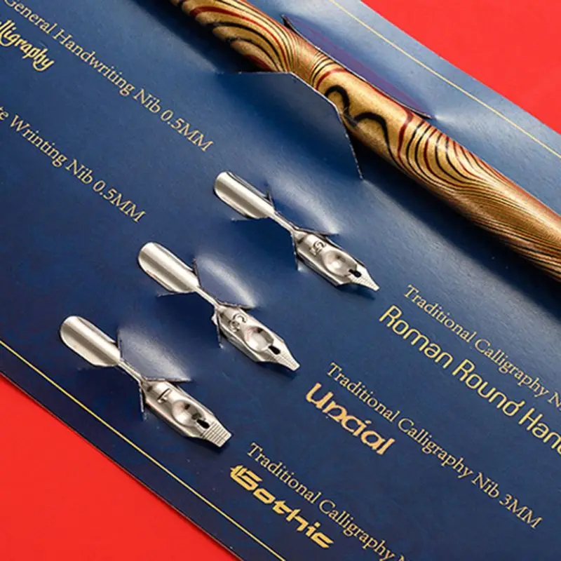 Мраморный деревянный манга каллиграфия Dip Ручка держатель с 6 наконечниками для надписи Skiching