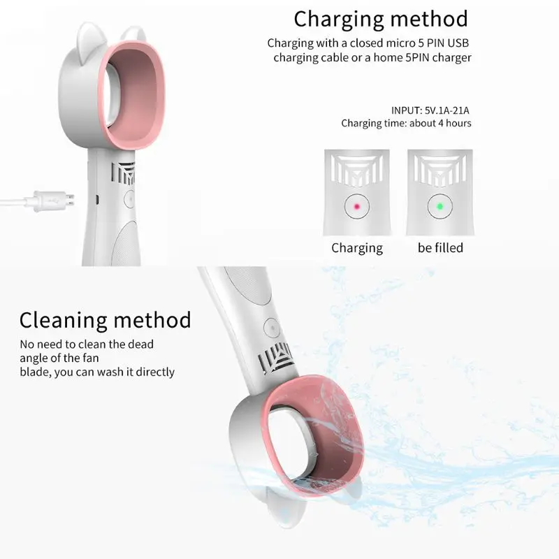 Портативный мини-Открытый USB Перезаряжаемый вентилятор Bladeless ручной охлаждающий вентилятор