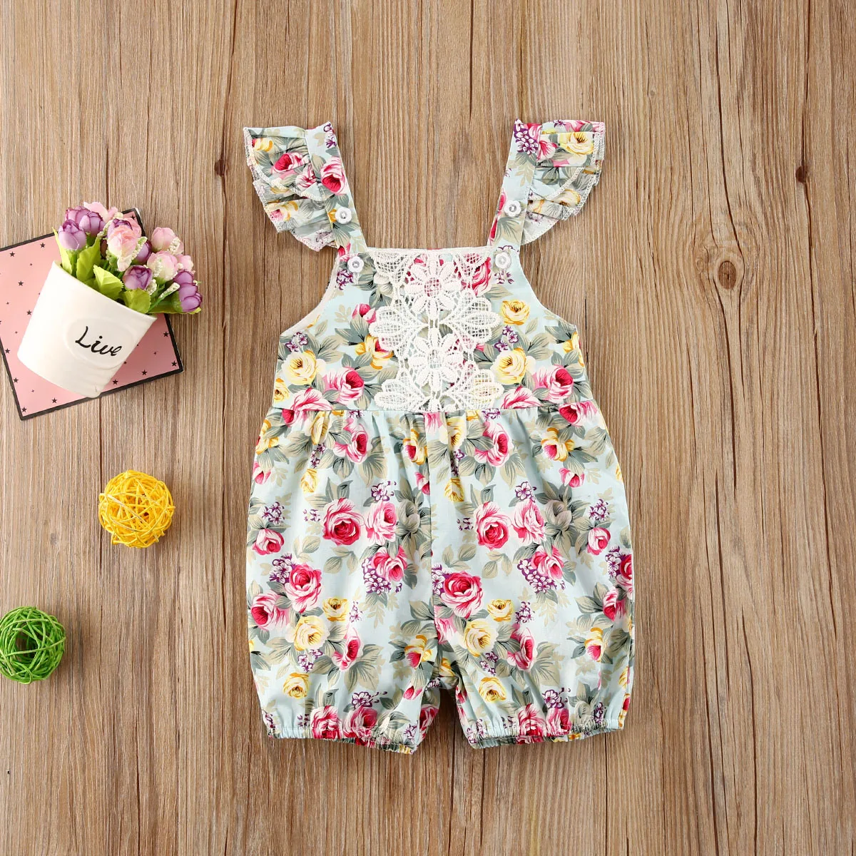 

2020 Summer Toddler Kid Baby Girls Outfit Clothes Flying Sleeve Print Floral Bodysuit Set