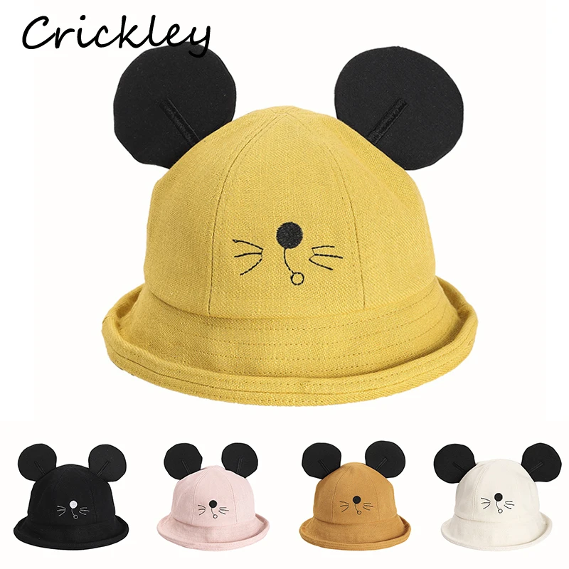 

Children Cartoon Mouse Modelling Hats for Toddler Boys Girls Fashion Fisherman Hat Spring Outdoor Breathable Canvas Sun Hat