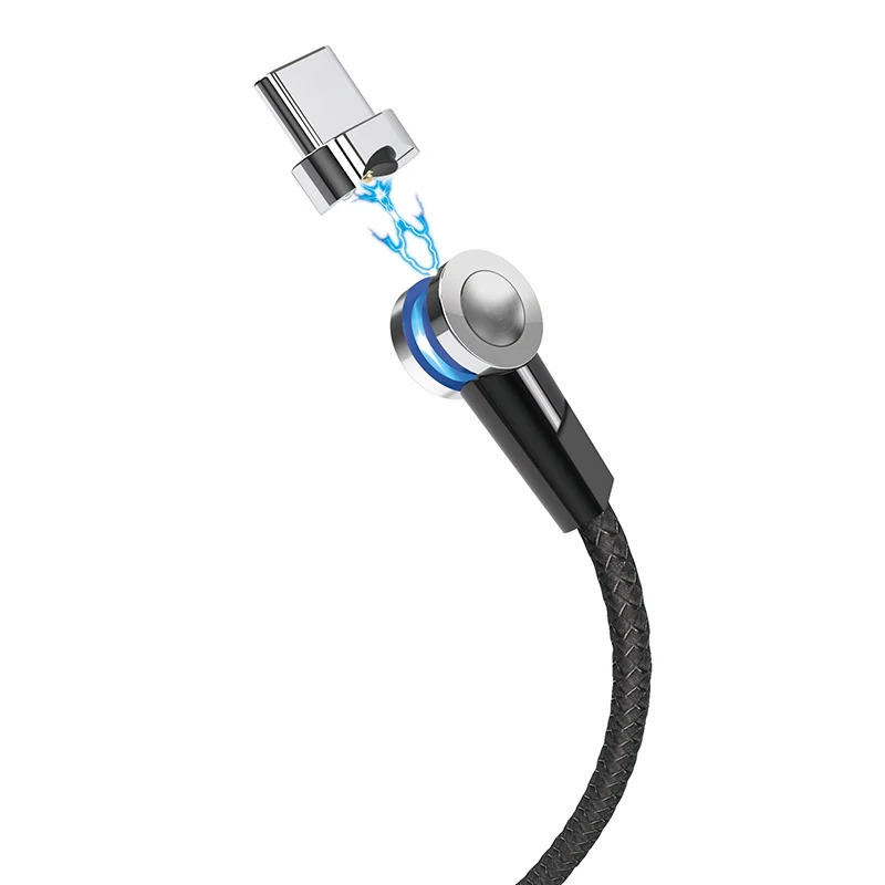 HOCO 180 градусов вращающийся магнитный кабель 3A Быстрая зарядка Micro usb type C кабель светодиодный провод для Apple iPhone samsung Xiaomi huawei - Цвет: USB Type C