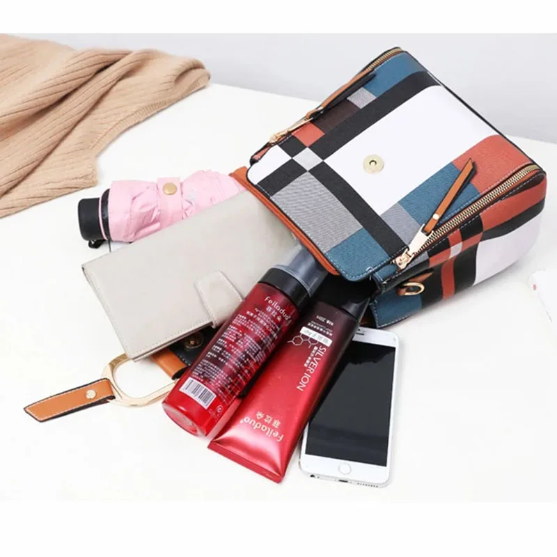 Anslot Повседневный клетчатый рюкзак для девочек-подростков, качественная сумка из искусственной кожи, женская маленькая сумка на плечо, женская школьная сумка HPS619