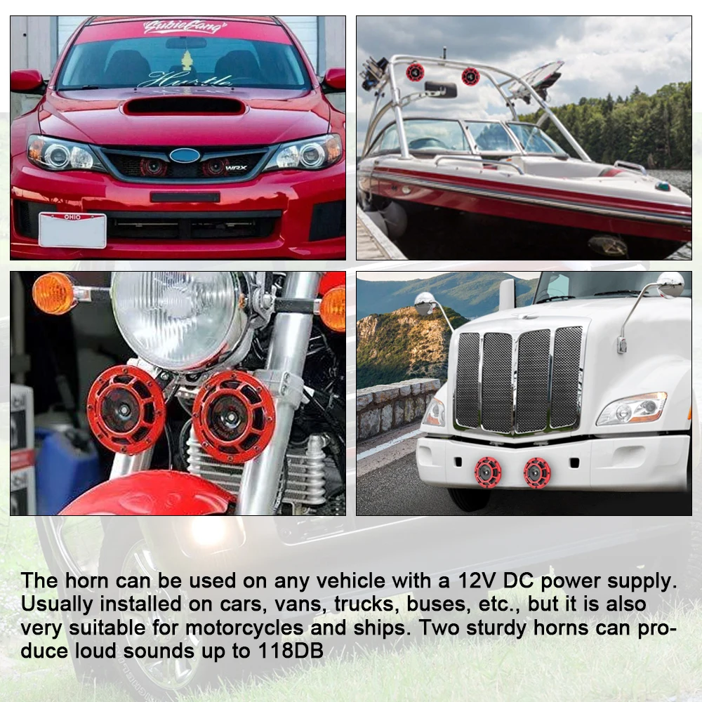 12v 115DB Super Loud Compact Electric Blast Tone Air Horn Kit with bracket For Motorcycle and Car 2pcs