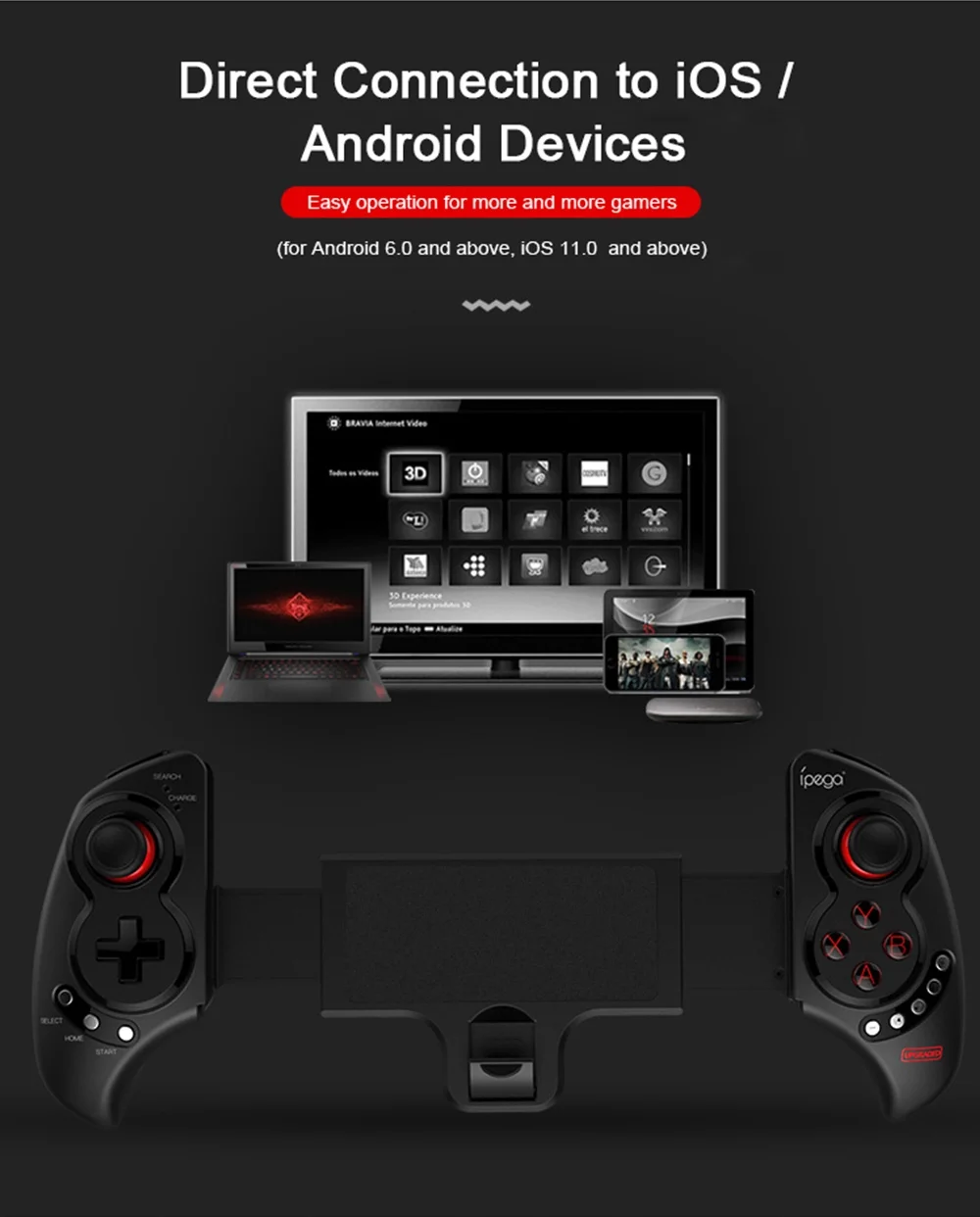 PEGA PG9023S Bluetooth игровой контроллер беспроводной геймпад выдвижной джойстик для смартфон IOS Android ipad PC PG-9023S