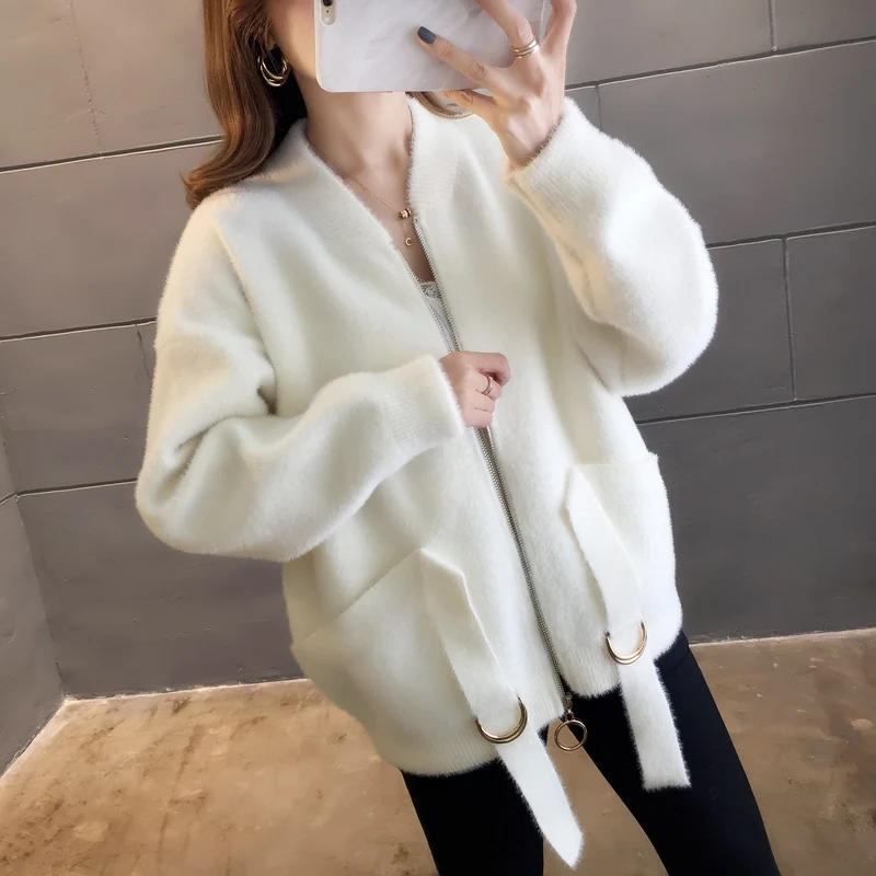 Новинка 9390 года; Короткий Одноцветный вязаный кардиган из норки; 94- 2/F, 7 рядов, 3 полки - Цвет: see chart