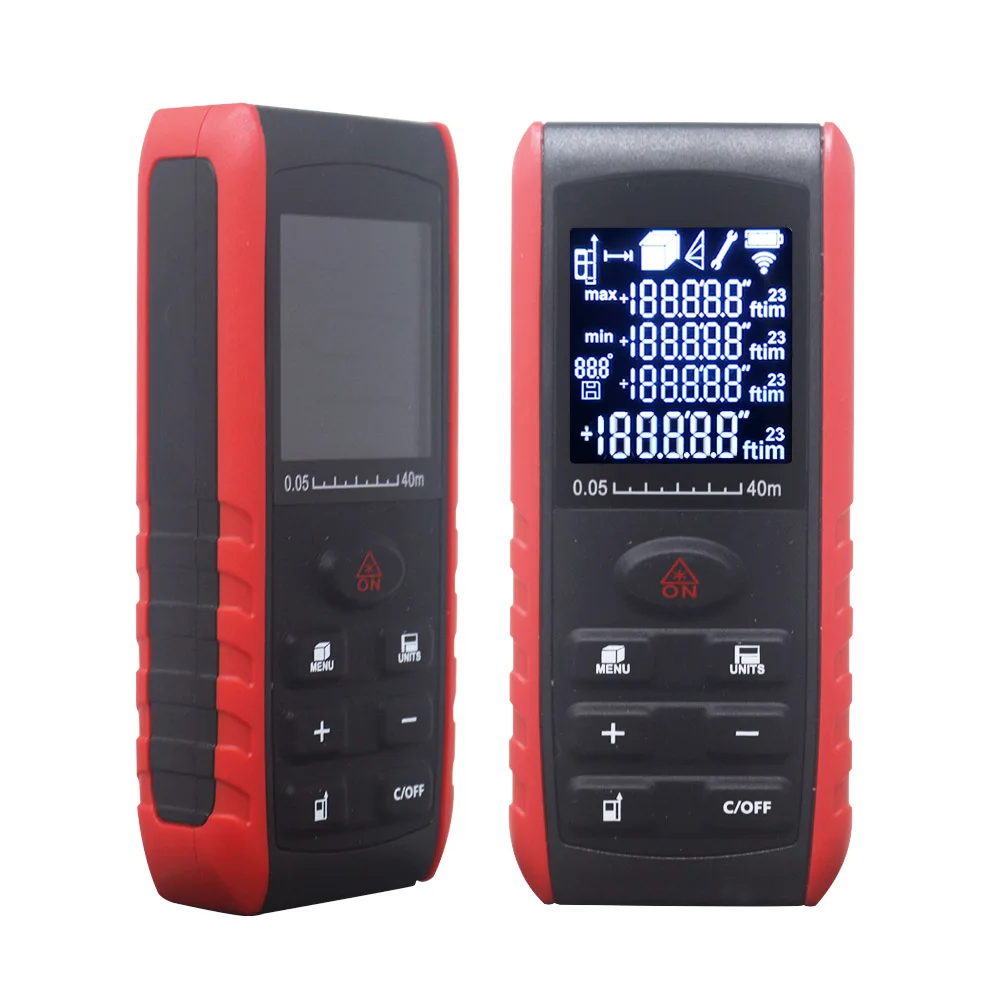 Handheld Laser Rangefinder Digital Laser Distance Meter Area Volume Tester Level Practractor Angle Indication 40m 60m 80m 100m