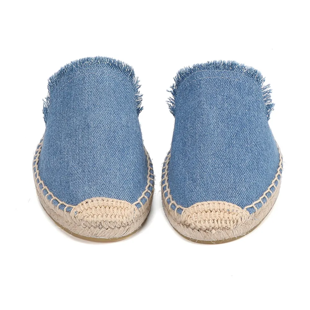 Woman Slippers Unicornio Terlik Solid Mules For Flat Limited New Denim Summer Rubber Cotton Fabric Pantufas Slides Shoes 