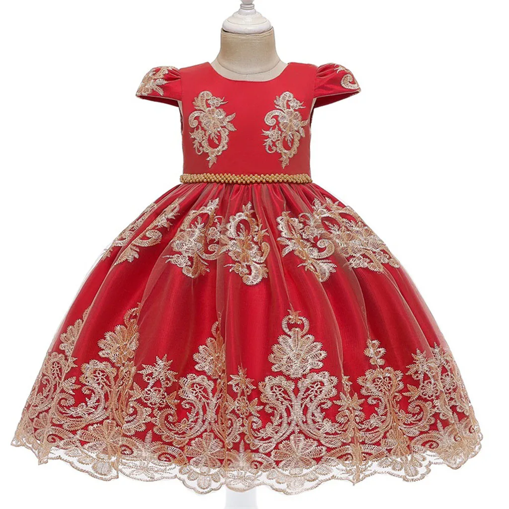 Kid Child Girls 18 Months-6T Lace Floral Princess Wedding Performance Formal Dress Clothes