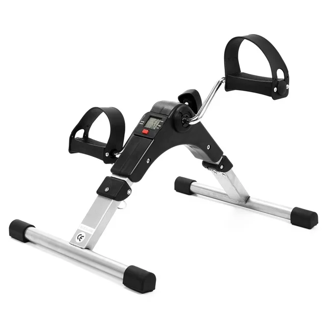 Exercise Cycle Fitness Mini Pedal Stepper Bike Indoor 4 Legs LCD Display Silver 