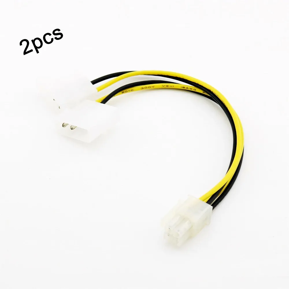 2 шт. ATX 4 Pin Female 12 В CPU PSU к двойному Male Molex Внутренний ПК адаптер питания