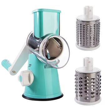 

Stainless Steel Multifunctional Rotary Shredder Adjustable Spiral Slicer Grater Fruit Vegetable Cutter With 3 Blade
