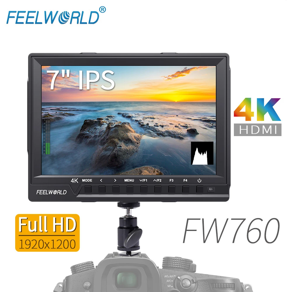 Feelworld FW760 7 дюймов ips Full HD 1920x1200 4K камера HDMI монитор для DSLR Rig с Peaking Focus Assist Histogram Expo