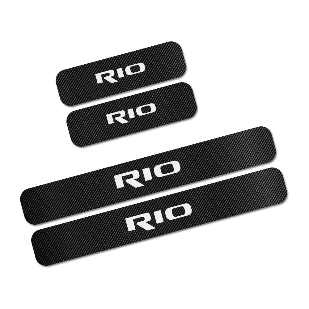 4 шт. для Kia Rio 3 4 K2 K3 X-Line, наклейки на пороги автомобиля, автомобильные наклейки, защита от царапин, наклейки из углеродного волокна, аксессуары для тюнинга автомобиля - Название цвета: Rio