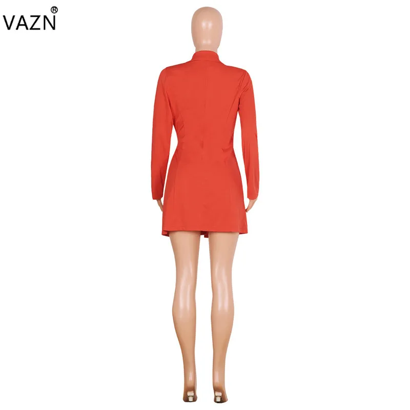 VAZN NK017 Лидер продаж, для молодых девушек, для женщин, для офиса, для зрелых, сексуальная мода, с круглым вырезом, с длинным рукавом, бандажный карман, Джокер, Женская Длинная Верхняя одежда