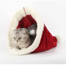 Мягкий теплый коврик для щенка в форме рождественской шляпы в виде кошачьего гнезда для маленьких собак и кошек