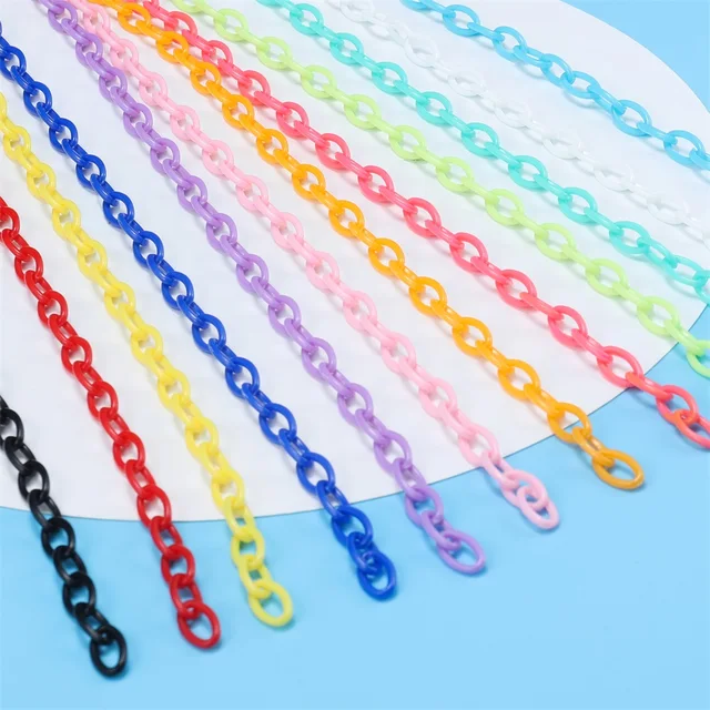 10 pezzi 50 cm colorato acrilico catena a maglie chiusura a moschettone portachiavi per collana braccialetto creazione di catena colorata maglie a catena in plastica 3