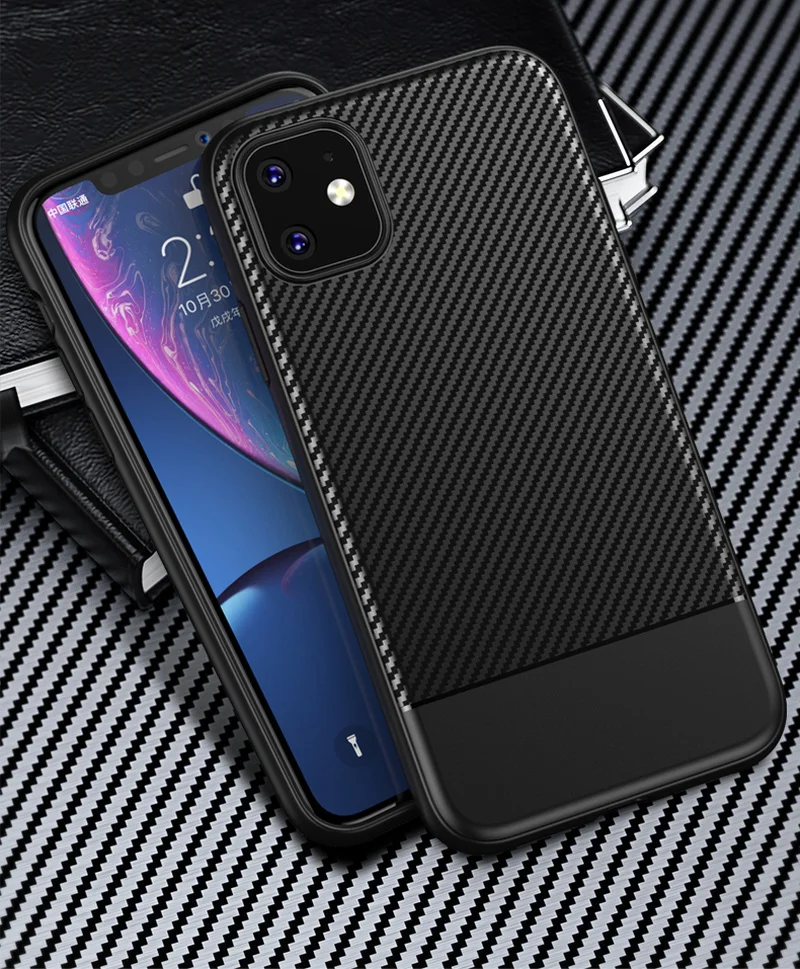 

Carbon Fiber Flapped Soft Cover Mobile Phone for Iphone11 Prevent Lens Wear Loway Series for IPhone 2019 Cover Phone Case Box